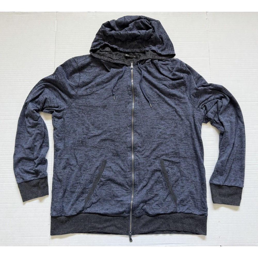 John Varvatos Star Mid weight Full Zip Hoodie Men's Xxl Navy Heather Sweatshirt